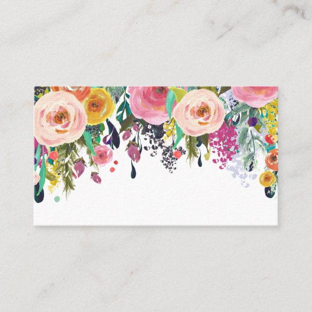 Painted Floral Blank Wedding Table Place Cards. Place Card (Front)