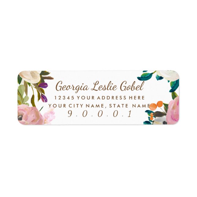 Painted Floral Blooms Return Address Labels II (Front)