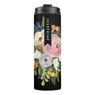 Painted Floral Bouquet Personalized Name Thermal Tumbler