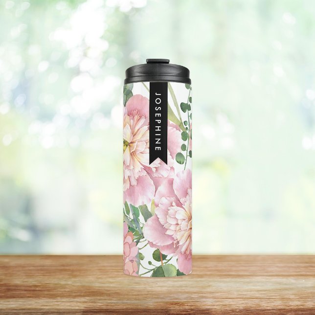 Painted Floral Bouquet Personalized Name Thermal Tumbler (Creator Uploaded)