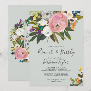 Painted Floral Brunch and Bubbly Invitation