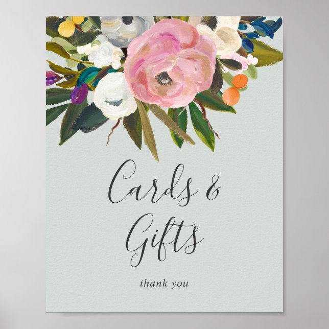 Painted Floral Cards and Gifts Sign (Front)