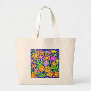 Painted Floral Composition Large Tote Bag