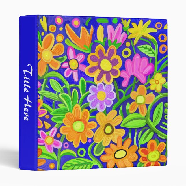 Painted Floral Design Binder (Front/Spine)