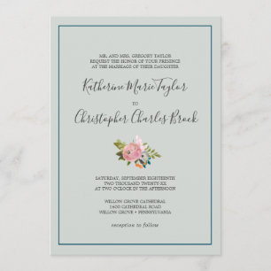 Painted Floral Formal Wedding Invitation