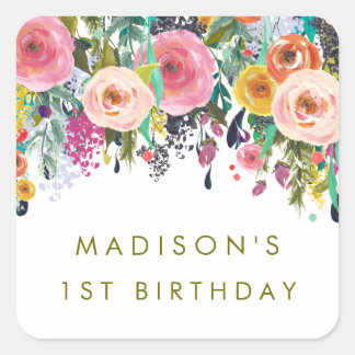 Painted Floral Garden Personalized Party Stickers