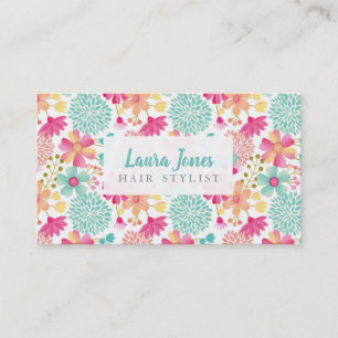 Painted Floral Hair Stylist Appointment Cards