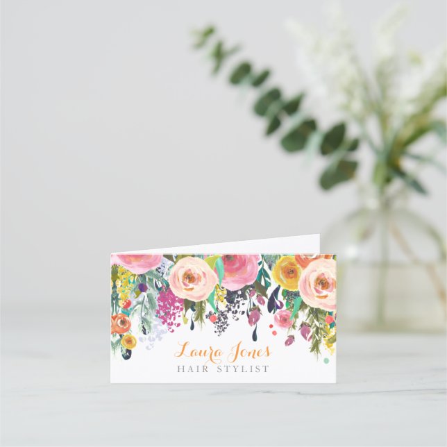 Painted Floral Hair Stylist Appointment Folded (Front)