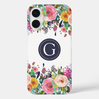 Painted Floral Monogram Apple iPhone Case