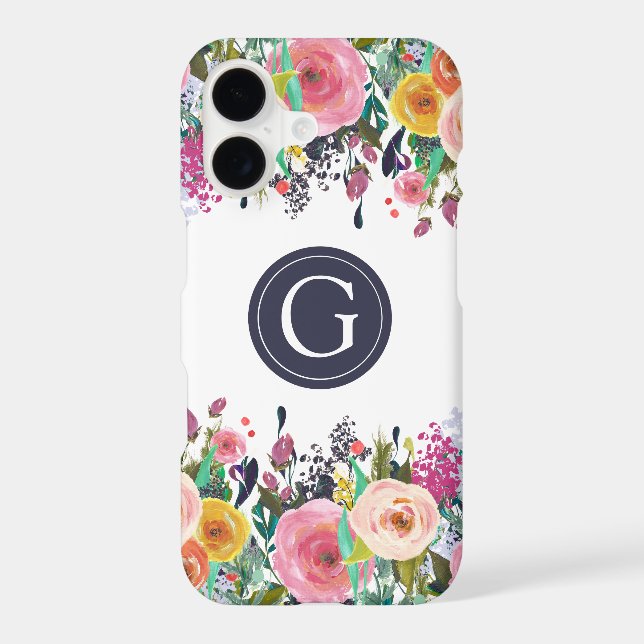 Painted Floral Personalized Initial iPhone X Case (Back)