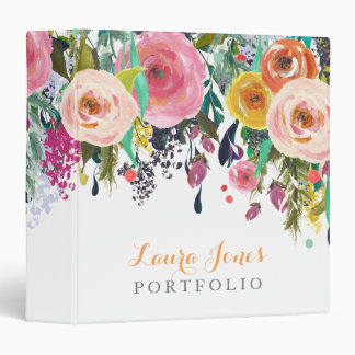 Painted Floral Personalized Portfolio Binder