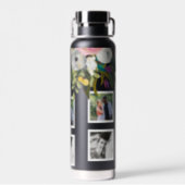 Painted Floral Photo Collage Personalized Names Water Bottle (Back)