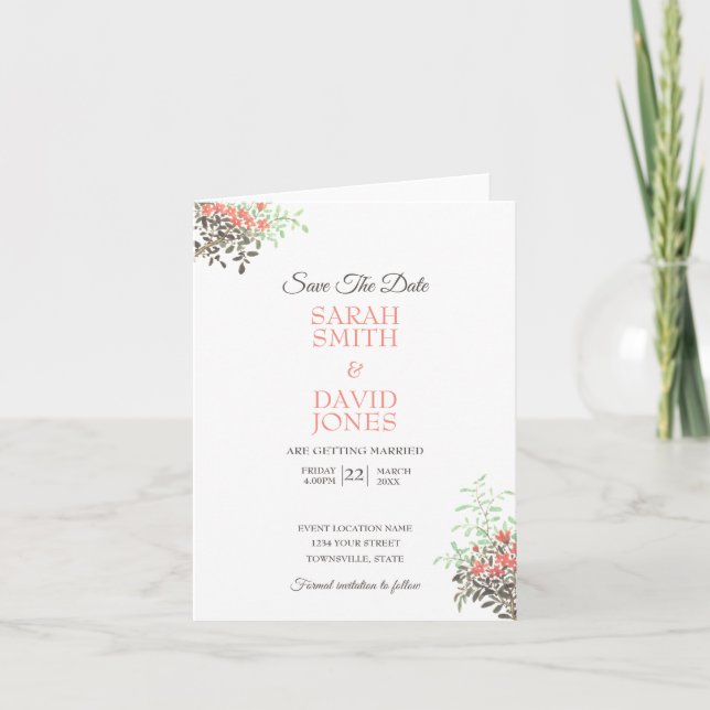 Painted Floral Save The Date Invitation (Front)