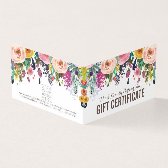 Painted Floral Store Gift Certificate Template (Outside)