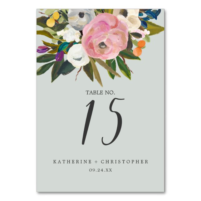 Painted Floral Table Number (Front)