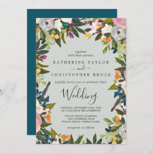 Painted Floral Wedding Invitation