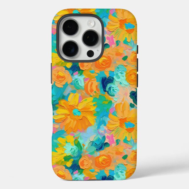 Painted Floral Yellow Blue Green Pink Art Colourfu Case-Mate iPhone Case (Back)