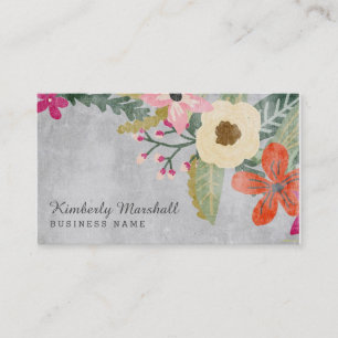 Painted Florals Business Card / Grey