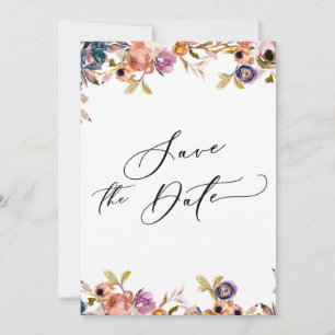 Painted Florals Luxury Calligraphy Save the Date Invitation