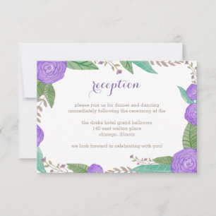 Painted Florals Wedding Reception Card