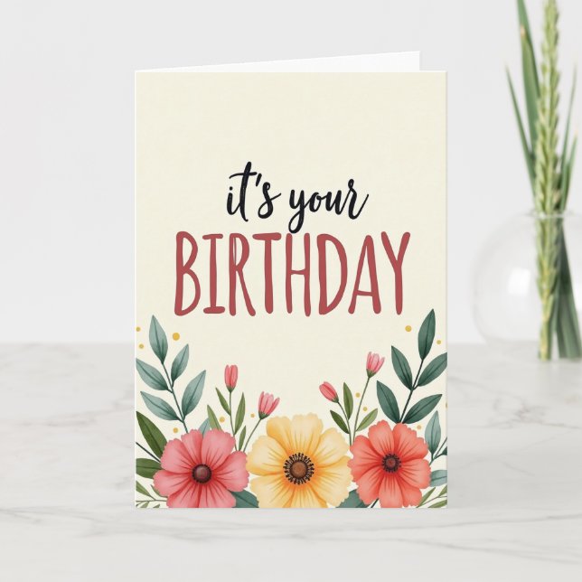Painted Flower Birthday Card (Front)