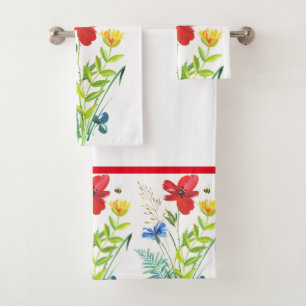 Painted Flower Garden Bathroom Towel Set