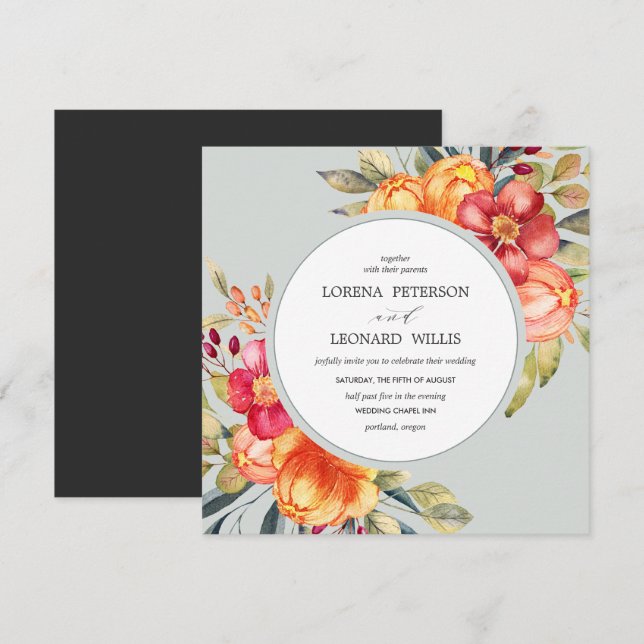 Painted Flower Modern ELEGANT Rustic Invitation (Front/Back)