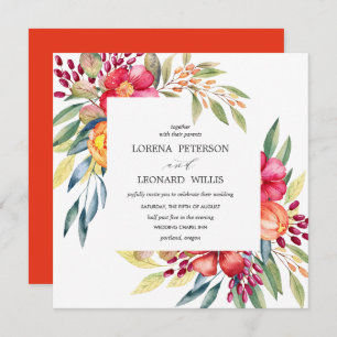 Painted Flower Modern ELEGANT Rustic square Invitation