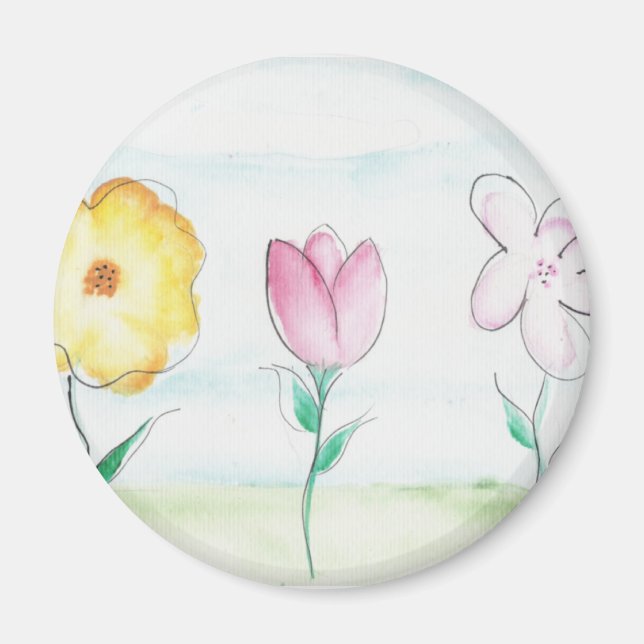 Painted Flowers Art Magnet (Front)