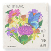 Painted flowers in Heart,  Verse from Proverbs 3:5