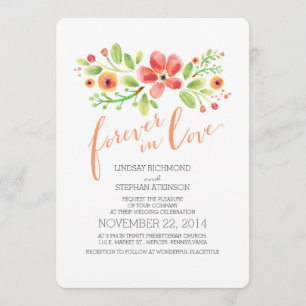 painted flowers modern cute wedding invitation