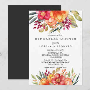 Painted Flowers Modern REHEARSAL DINNER Wedding Invitation