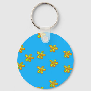 painted flowers on blue keychain
