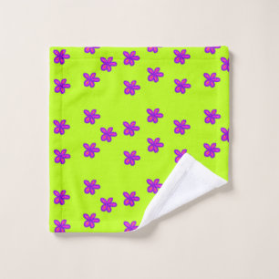 painted flowers on green wash cloth