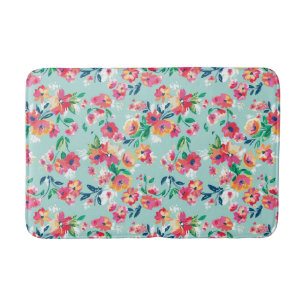 Painted Flowers Pattern Bath Mat