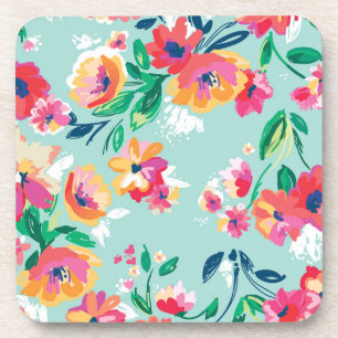 Painted Flowers Pattern Coaster