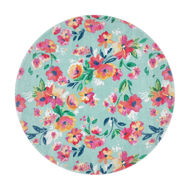 Painted Flowers Pattern Cutting Board (Front)