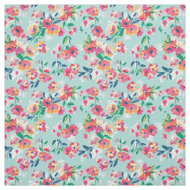 Painted Flowers Pattern Fabric (Swatch)