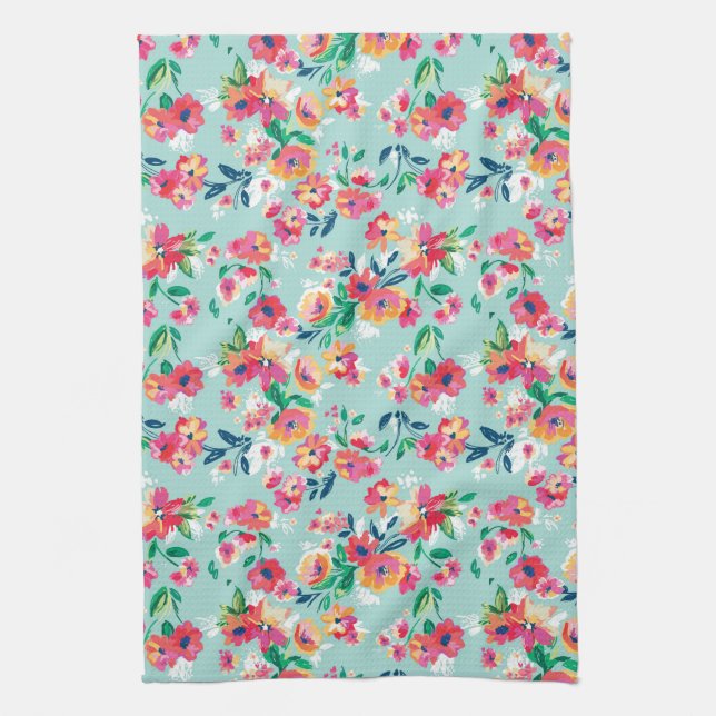 Painted Flowers Pattern Kitchen Towel (Vertical)