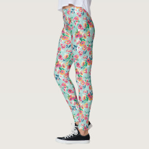 Painted Flowers Pattern Leggings
