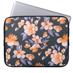 Painted flowers seamless background illustration laptop sleeve
