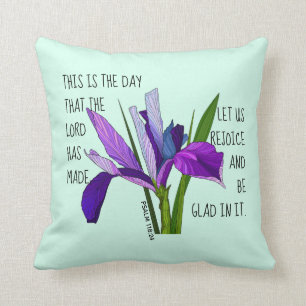 Painted flowers, verse from Psalm 118:24 Throw Pillow