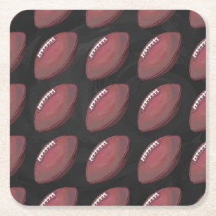 Painted Football Pattern Square Paper Coaster
