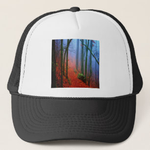 Painted Forest Autumn Blue Fog Trucker Hat