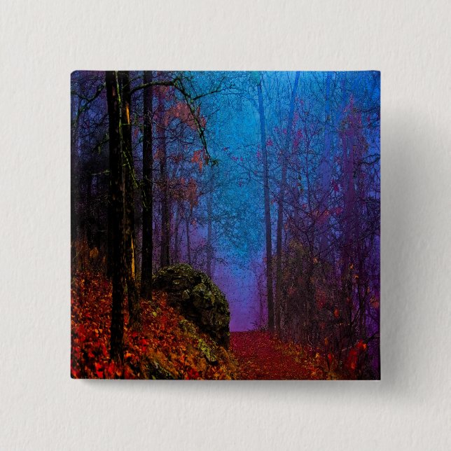 Painted Forest Autumn Purple Fog 2 Inch Square Button (Front)