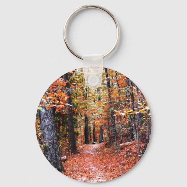 Painted Forest Autumn Trail Watercolor Gifts Keychain (Front)