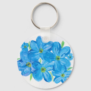 Painted Forget-Me-Not's Cluster of Blue Flowers Keychain