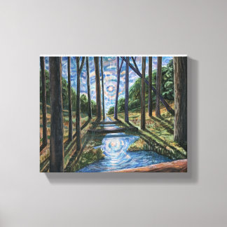 Painted Forrest with Stream  Canvas Print
