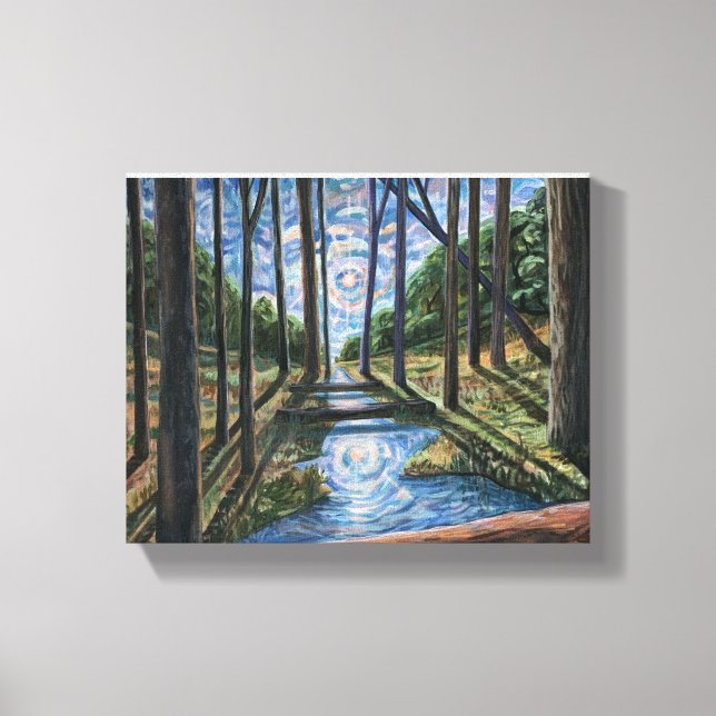 Painted Forrest with Stream  Canvas Print (Front)