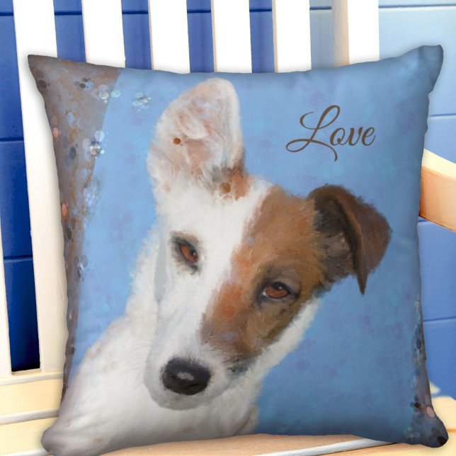 Painted Fox Terrier Dog Lover Pillow (Creator Uploaded)